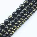 Wholesale 4/6/8/10 MM Black Gold Plated Natural Semi Gemstone Round Chalcedony Stone Loose Beads for DIY Jewelry Making