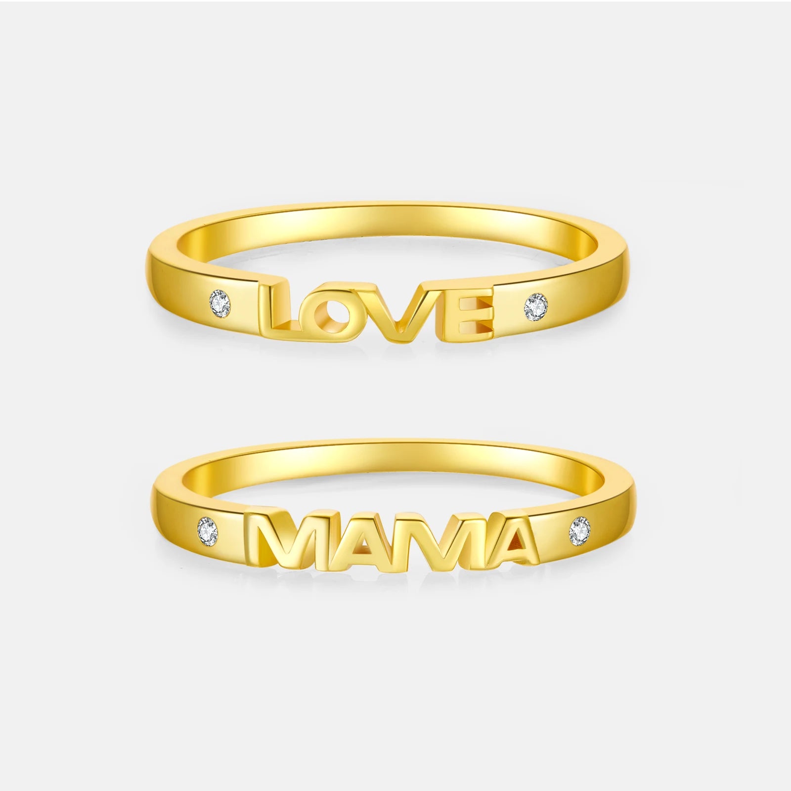 FUAMAY 925 Sterling Silver Alphabet Love Rings Gold & Rhodium Plated Engagementanello Lettera Silver Mama Letter Ring Ladies