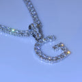 New Black 26 Letters Crystal Pendant Diamond Jewelry Silvery Hip Hop Bling Tennis Initial Necklaces for Men and Women