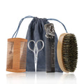 Men's Laser Plastic Beard Grooming & Salon Tool 4-Piece Set with Beard Brush and Trim Care
