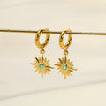 Non Tarnish Gold-plated Stainless Steel Natural Stone Earrings Turquoise Hoop Jewelry Luxury Long Drop Earrings Accesorios Mujer
