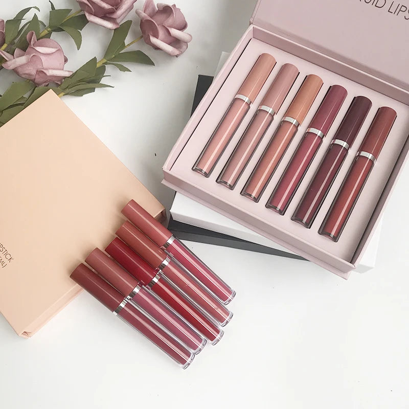 Private Label Matte Lip Gloss Long Lasting Lipgloss Vegan Liquid Lipstick Single Tubes Nude Color Waterproof Liquid Lipstick