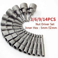 1pc/5pc/6pc/8pc/9pc/14pc  Sleeve Nozzles Nut Driver Set Drill Bit Adapter Electric Screwdriver Socket Hexagon Socket
