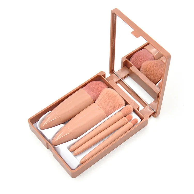 Custom Portable 8 Mini Travel Makeup Brushes Set Professional Private Label 8pcs Pink Travel Makeup Brush Mini With Bag