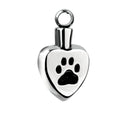 Stainless Steel Silver Plated Paw Print Heart Cremation Urn Necklace Funeral Ashes Holder Keepsake Pendant Cemetery Memento Gift