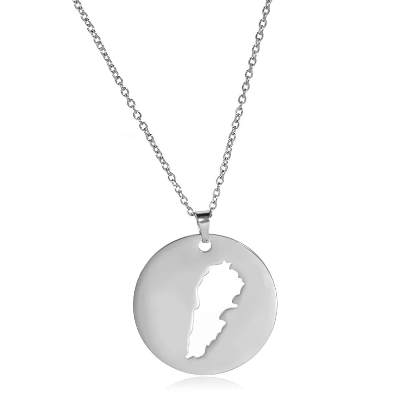 Hot Sale Hollow Gold Plated Lebanon Flag Necklace Stainless Steel Lebanon Map Necklace Custom World Country Map Necklace