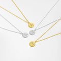FUAMAY 925 Silver Round Circle Initial 'a' and 'M' Pendant Necklace with White CZ Diamond Rhodium Plated for Weddings