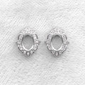 Sterling Silver 5*7mm Semi Mount Stud Earrings Empty Support Blank Claws Setting S925 Base Without Center Stone for DIY Inlay