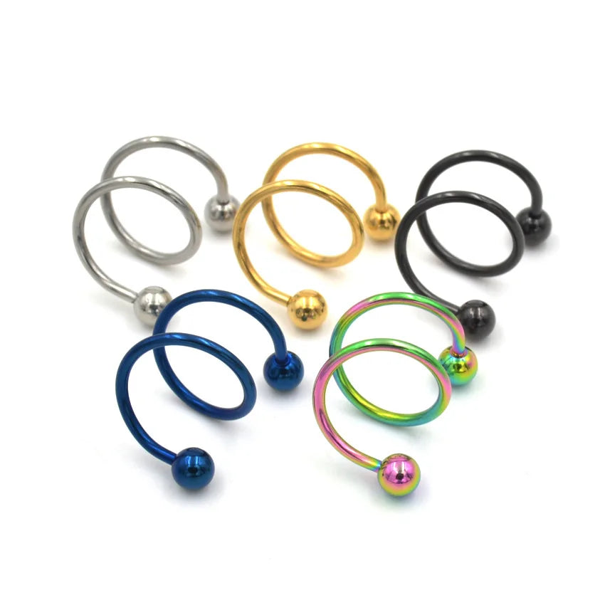 Wholesale Women Gold Nose Ring Men Stainless Steel Spiral Twisted Nose Ring Ear Piercing Jewelry