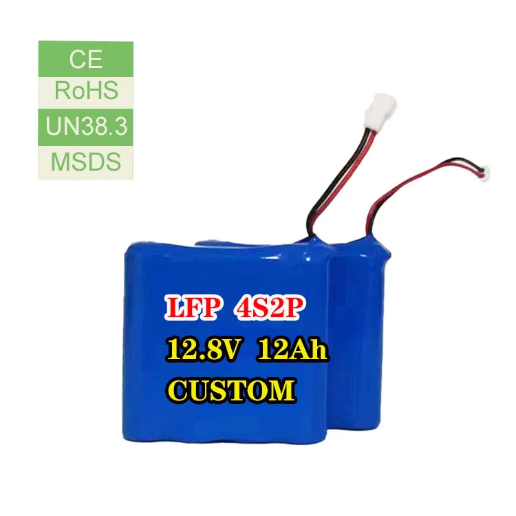 Li-ion Battery 12.8V 12Ah 4S2P 32700 Lifepo4 Battery Lithium High Power Rate Lithium Ion Custom 12Ah 12v 12.8v Batteries Pack