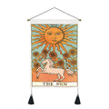 35*50cm Tarot Card Phase Tassel Tapestry Vintage Mysterious Bohemian Moon Seven Chakra Animal Fabric Custom Wall Tapestry