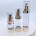 100ml 80ml 50ml 30ml15ml Luxury Silver Gold Aluminum Cosmetic Spray Airless Dispenser Pump Frosted Plastic Bottle Wholesales
