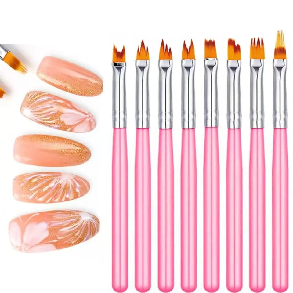BIN 8Pcs Nail Art Petals Painting Pen Painting Drawing for Manicure Design Gel Brush Nail Art Brush Pen Nail Art Tool