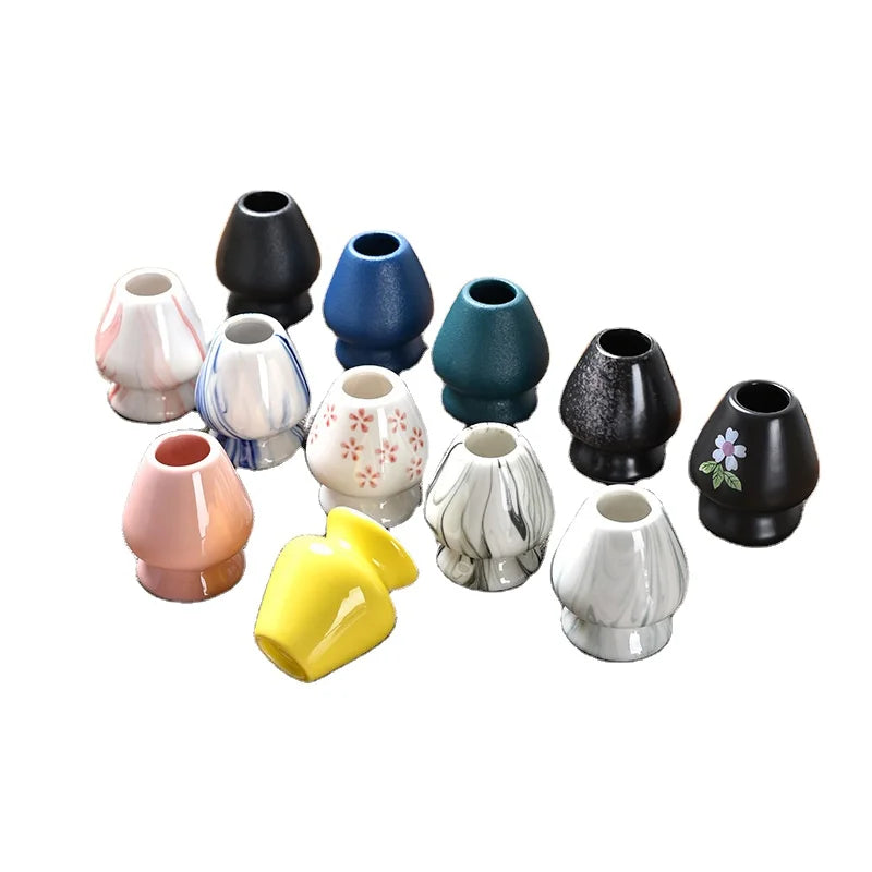 Large Colorful Eco-Friendly Stocked Pure Ceramic Coffee & Tea Set Matcha Whisk Holder