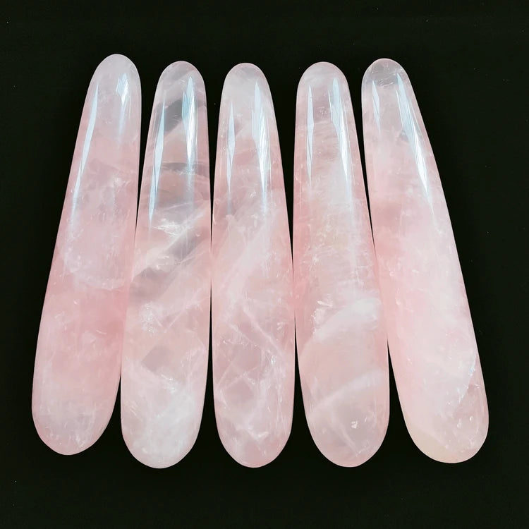 18cm Gemstone Healing Crystal Body Massager Straight Wand Dildo for Women Rose Quartz Wand