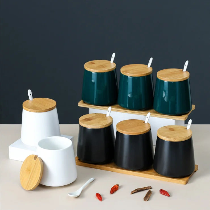Modern Style Spice Storage Jars Ceramic Jar Set for Organizing Spices