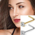 Fashion Gold Plated Piercing Diamond Nose Rings Stainless Steel Zirconia Nose Rings for Women