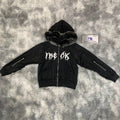 DENIMGUYS Custom Logo Print Waxed Hoodies for Men Y2k American Long Sleeve Fur Hooded Black Streetwear Wax Hoodie