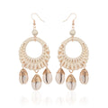 2021 High Selling Earring Accessories Geometric Statement Earrings Woven Shell Rattan Earrings for Women