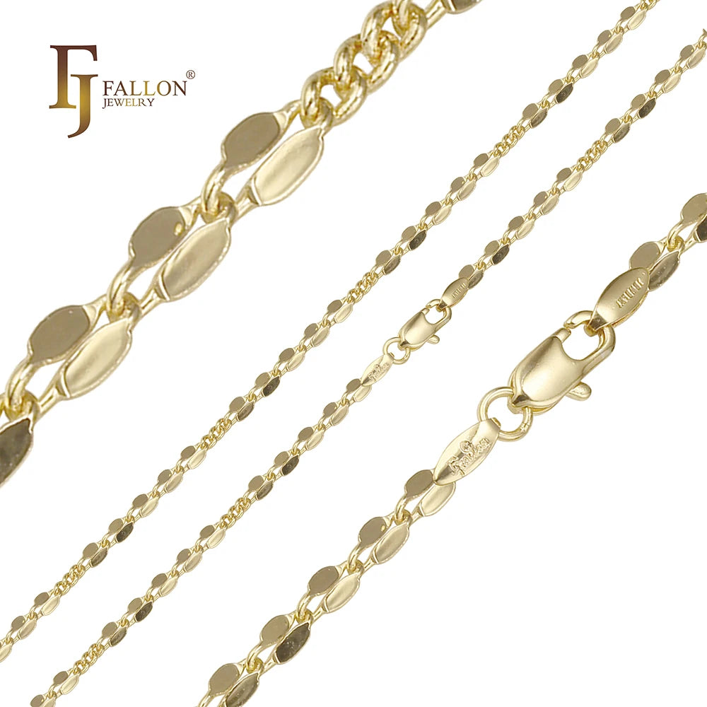 FJ Fallon Fashion Jewelry Center Lace Sequin Chain Plated in 14K Gold Brass Based