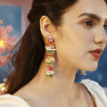 Bohemian Colorful Glass Alphabet Dangle Earrings Handmade Seed Bead Letter Merry Christmas Pendant Earrings