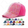 Wholesale Custom Curved Brim 6 Panel Bling Rhinestone Baseball Caps Letter Embroidery Logo Polyester Hats