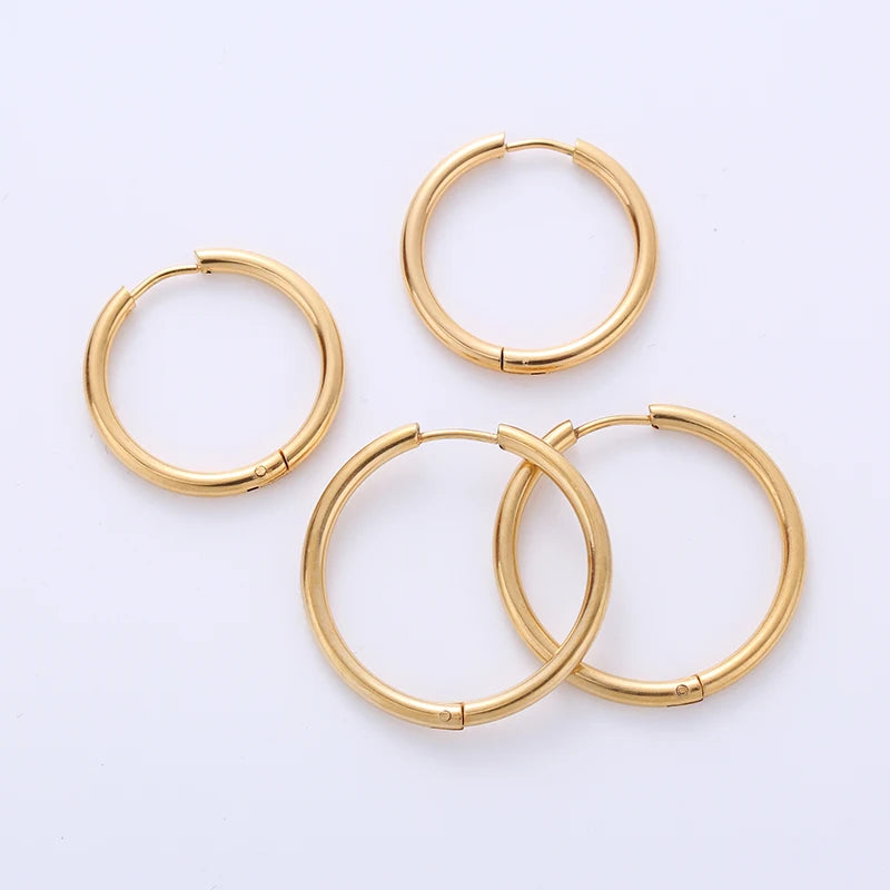 Fashion Jewelry Small Tiny Stainless Steel 18k Gold Plated Hoop huggies Earrings