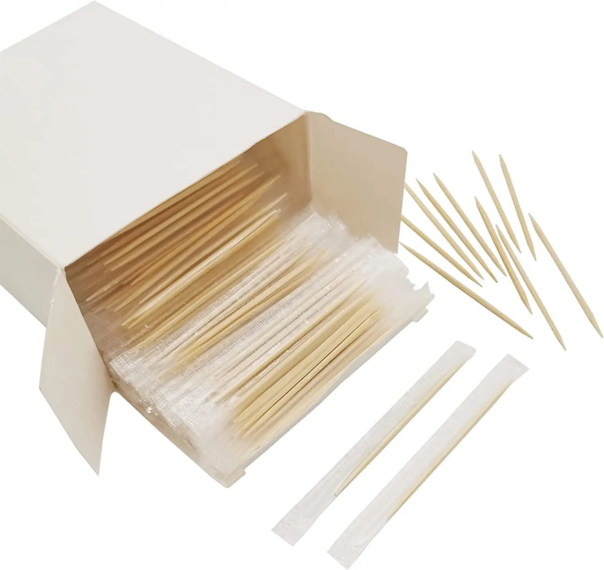 1.8/2.00mm Eco-Friendly Bamboo Toothpicks Disposable Individually Wrapped with Cello Wrap Individual Toothpicks