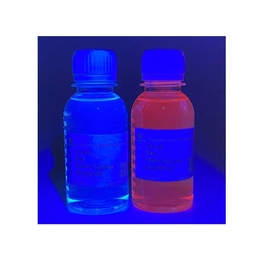 GDLEGEND 100ml UV Invisible Fluorescent Red Blue Ink for Inkjet Printing Security Label Certificate Anti-Fake Application