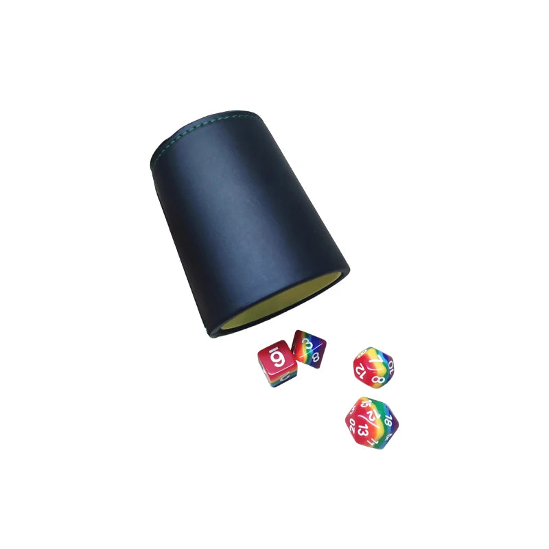 Factory Supply PU Leather Dice Cup Custom Logo Virtual Dice Shaker for Party Bar Board Game Holder Promotional Gift Dice Cup