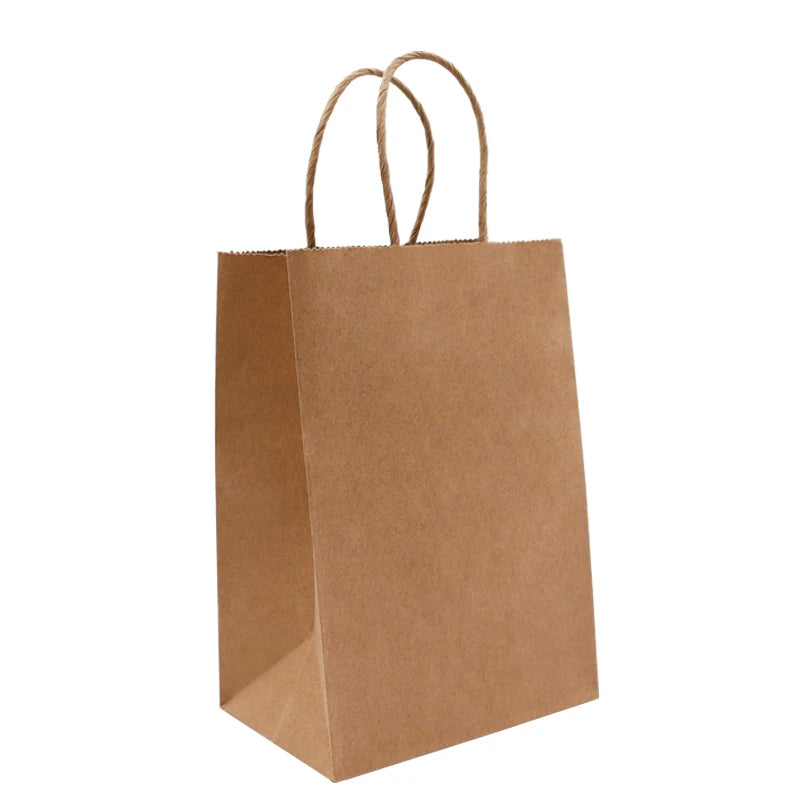 Customized Handmade Take Away Food Bag Fashion Shopping Bag Brown Coated Paper Bags for Candle and Craft Use