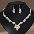 Vintage Ladies Women Leaf Diamond Necklace and Earrings Sets Engagement Wedding Gifts Valentine's Day