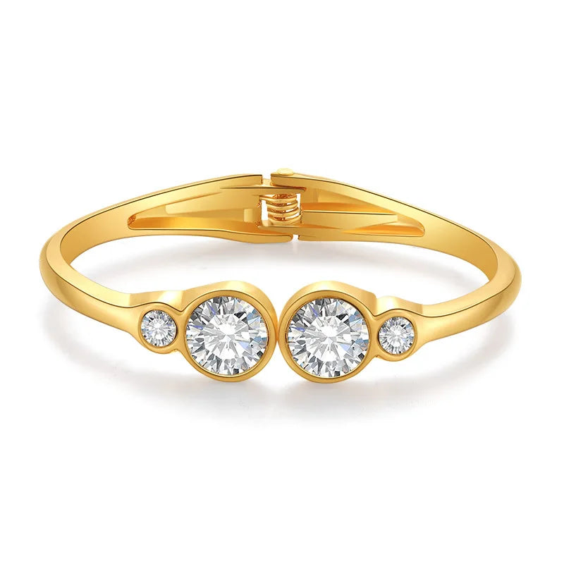 DHJ60495 Wholesale European and American Alloy Gold Plated Retro Luxury Cubic Zircon Bangle