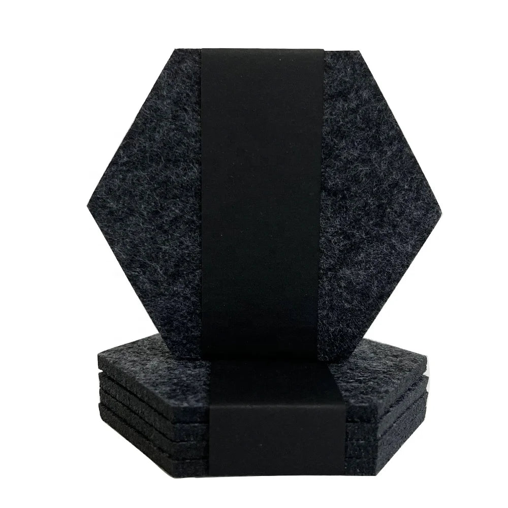Hexagon Shape Felt Coasters 4 Packs for Drinks Perfect Housewarming Gift