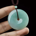 A-Grade Burmese Jadeite Green Jade Safety Buckle Pendant Quartz Necklace for Men and Women's Peace Buckle