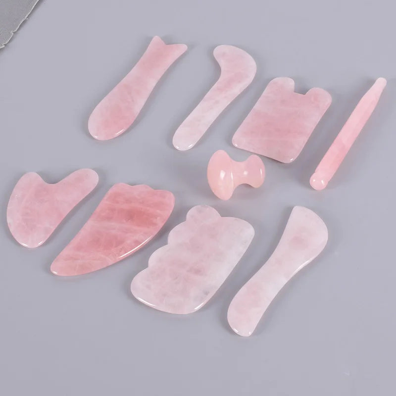 DIY Summer Hot Item Scraping Guasha Corner Massage Jade Stone for Face With Box Skin Care Set