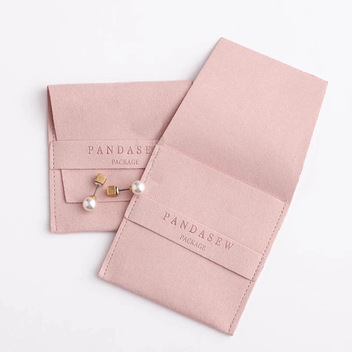 Custom Small Microfiber Leather Pouch Bags Leather Jewelry Pouch Envelope Packaging Leather Bags With Logo Closure