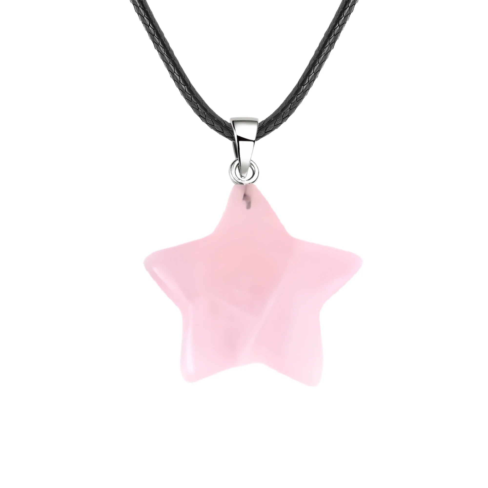 Natural  Rose Quartz Healing Crystal 30mm Pentagram Pendant Cute  Star Necklace Natural Crystal Pendant Jewelry Gift