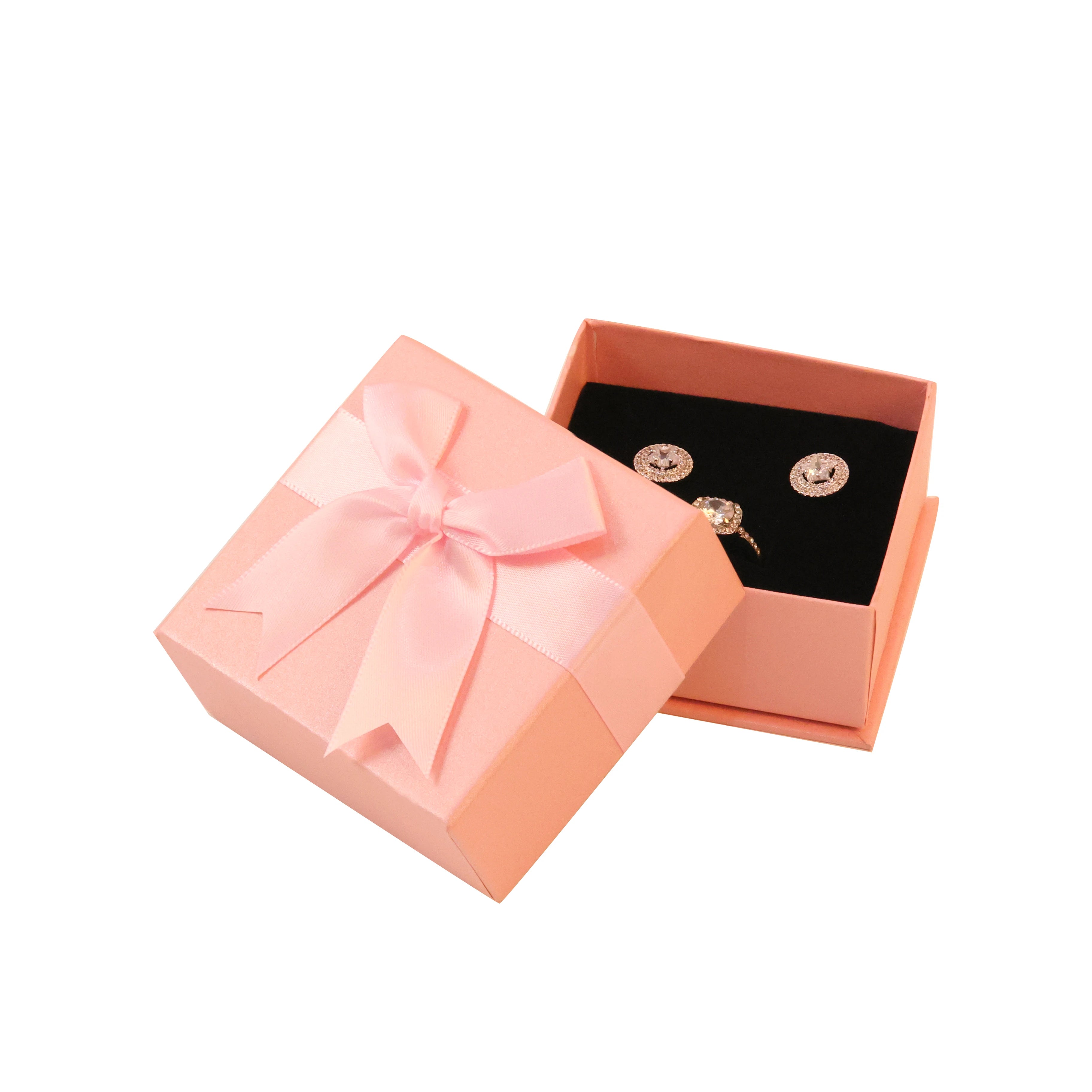 Delicate Factory Wholesale Cheap Ring Earrings Packaging Case Colourful Round Cardboard Bowknot Jewel Box