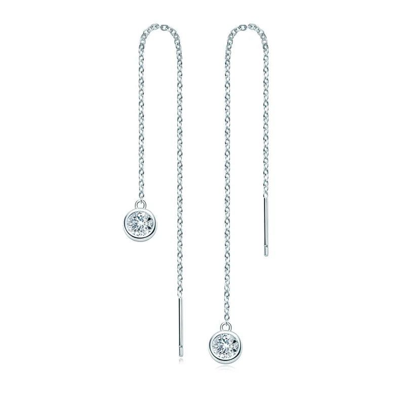 925 Sterling Silver Diamond Jewelry with Dropshipping VVS 0.5CT Moissanite Diamonds Tassel Thread Earrings Fine Jewelry
