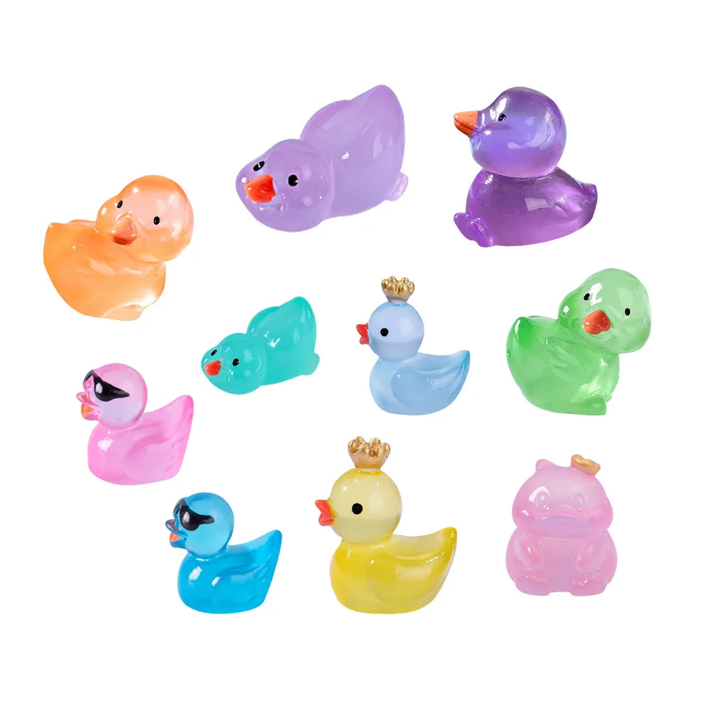 New Arrival Colored Luminous Effect Miniature 3d Duck Design Diy Resin Charm for Keyring