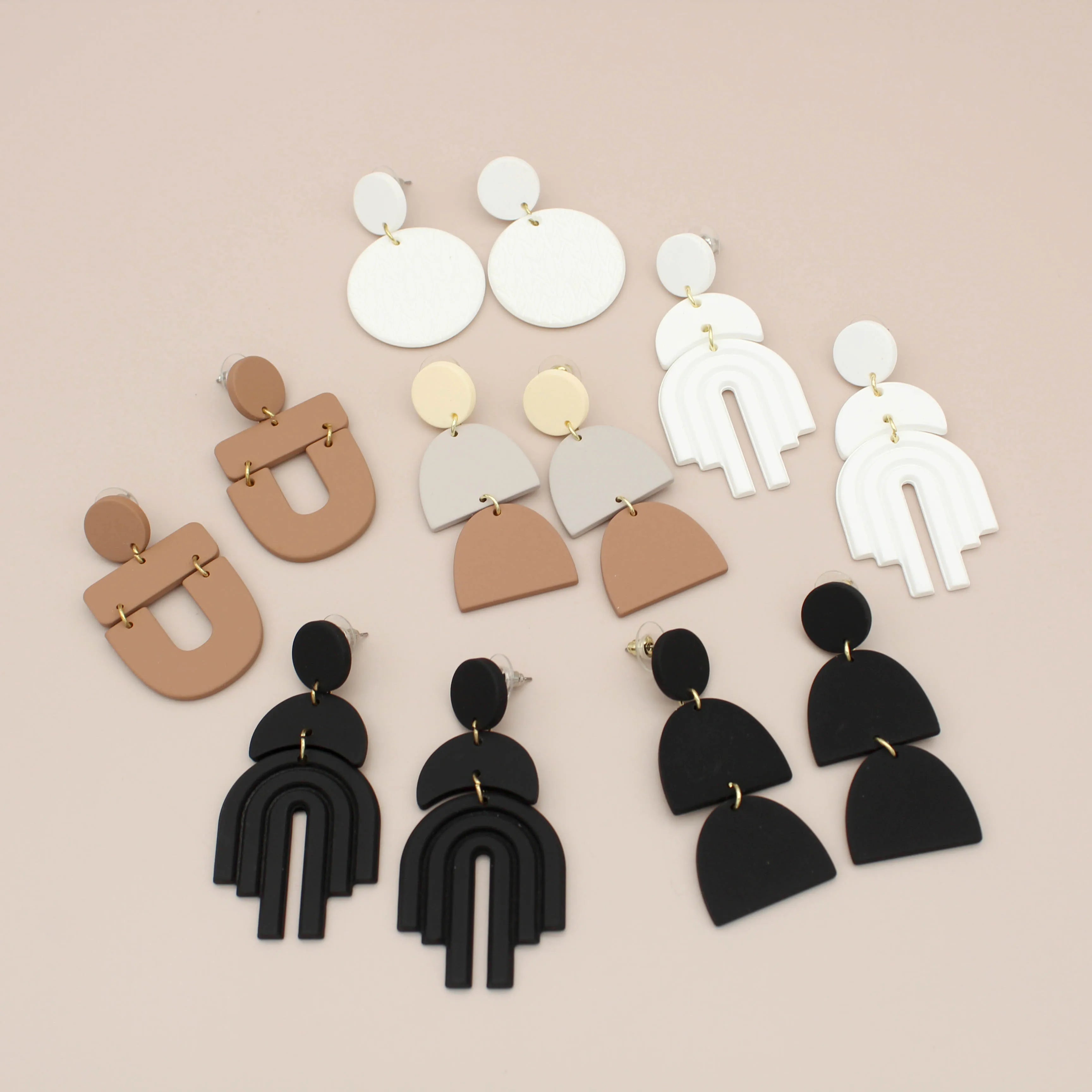 Jachon Acrylic Earrings Retro Clay Texture Trendy Fashion Party Jewelry for Women Wedding Suitable Autumn Girl