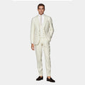 Spring New Beige Fashion Urban Wool Silk and Linen Blended Men's Two Single-breasted Suits.