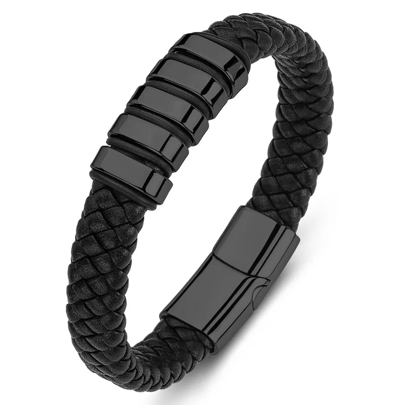 Wholesale Luxury Men's Magnetic Charm Jewelry Leather Bracelet