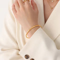 European and American Hot Sale Stainless Steel 18K Gold Simple Fashion Round Bracelet Women Girlfriend Gift Spot Wholesale