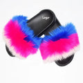 Home Women Fur Slides Womens Sandals Fluffy Warm Cross Soft Plush Furry Faux Fur Slippers Women