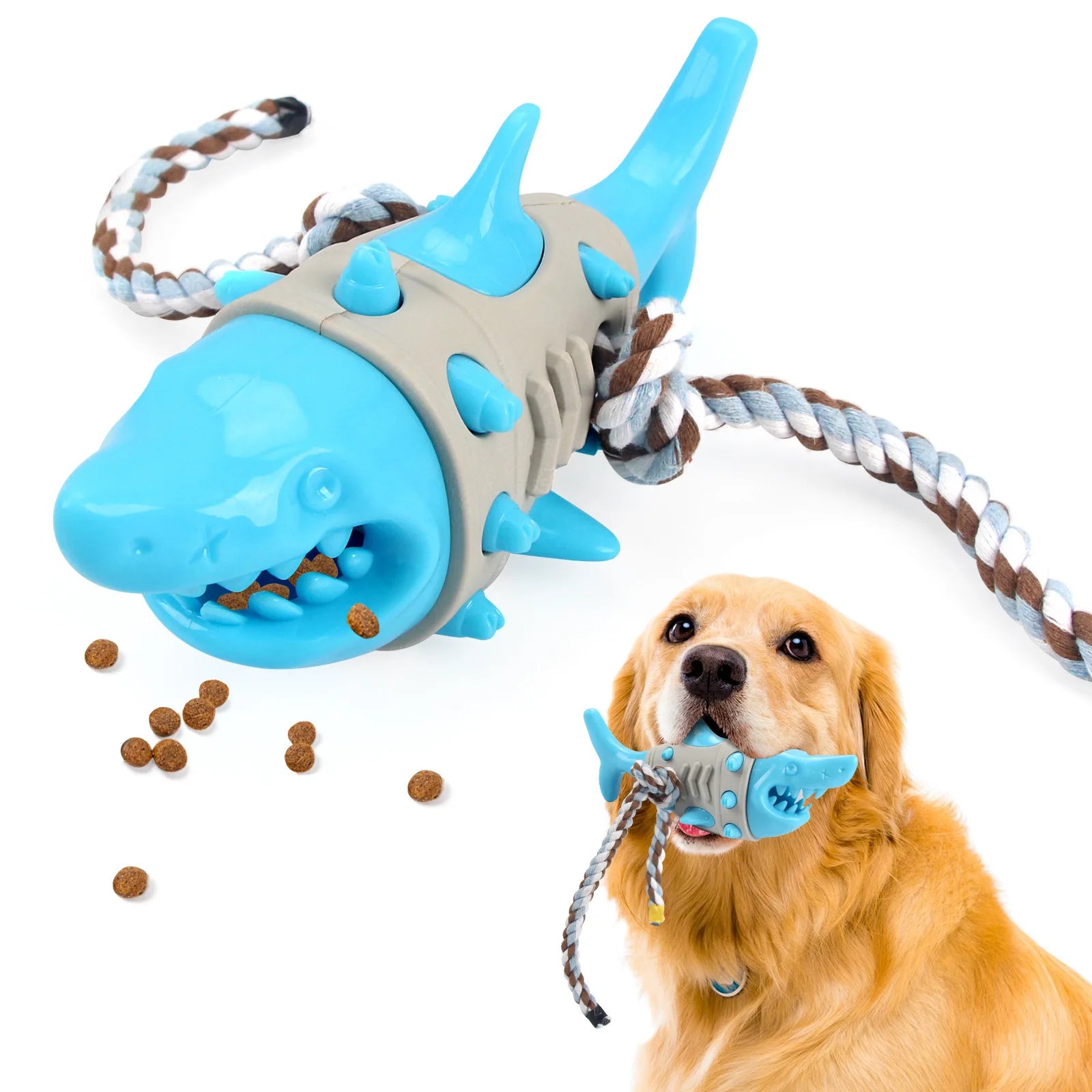 Interactive Squeaky Shark Simulation Dog Toy Durable TPR Material Bite-Resistant Rope Chewing Clean Grinding Stick Pet Dog Toys
