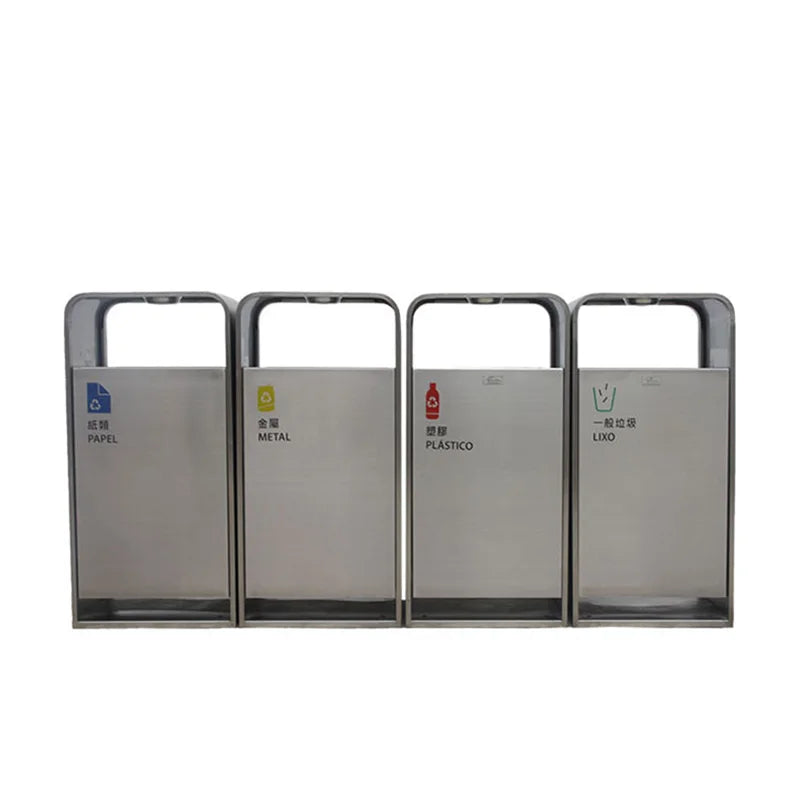Outdoor Big Steel Garbage Trash Can Outside Street Metal Rubbish Litter Bin Public Parking Commercial Recycle Dustbin Waste Bin