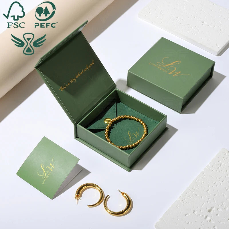 Wholesale Eco-Friendly Jewellery Box Magnetic Flip-Top Jewelry Box Custom Logo Gift Packaging for Rings Earrings Necklace Boxes