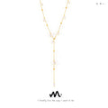 Retro Niche Luxury Imitation Pearl Necklace Tassel Clavicle Chain 18K Gold Choker Jewelry for Party Occasions